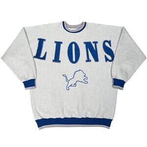 Vintage Detroit Lions Spellout Sweatshirt With Big Logo 90s Made In USA Fits 2XL